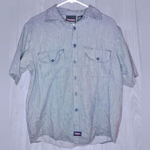 DICKIES Mens Striped Casual Button Down Work Shirt